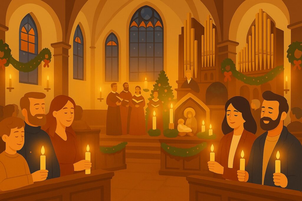 Христметте (Christmette), проводится вечером 24 декабря, в канун Рождества