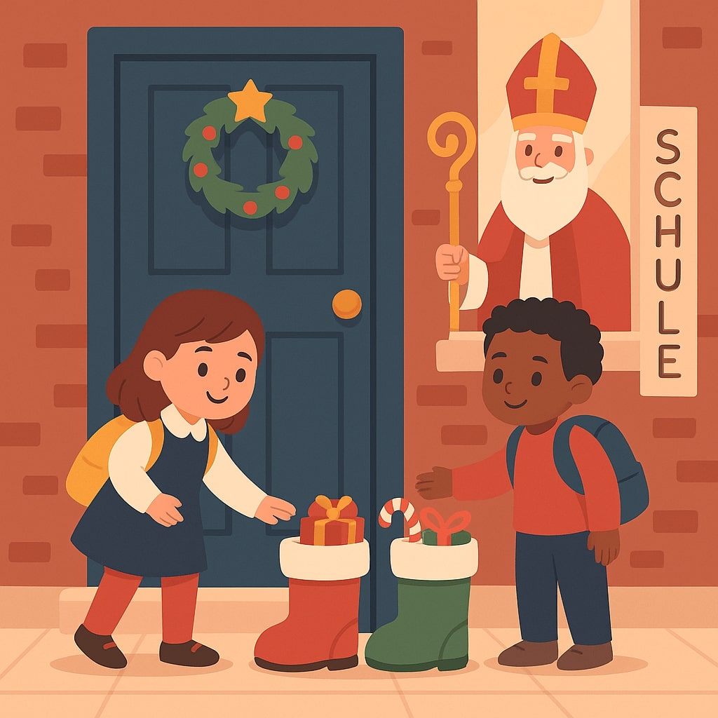 Nikolaustag — ставят сапожки у двери в Германии