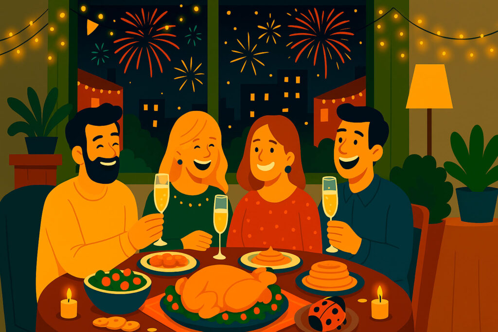 Немцы празднуют Новый год вечером 31 декабря — застолье и фейерверки